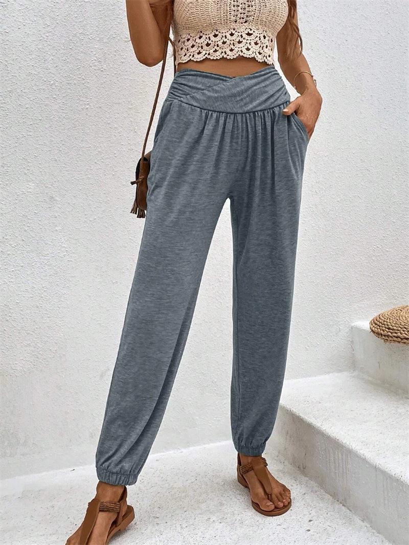 Damen elegante Freizeit-Hose mit hohem Bund und seitlichen Eingrifftaschen Stalluxe