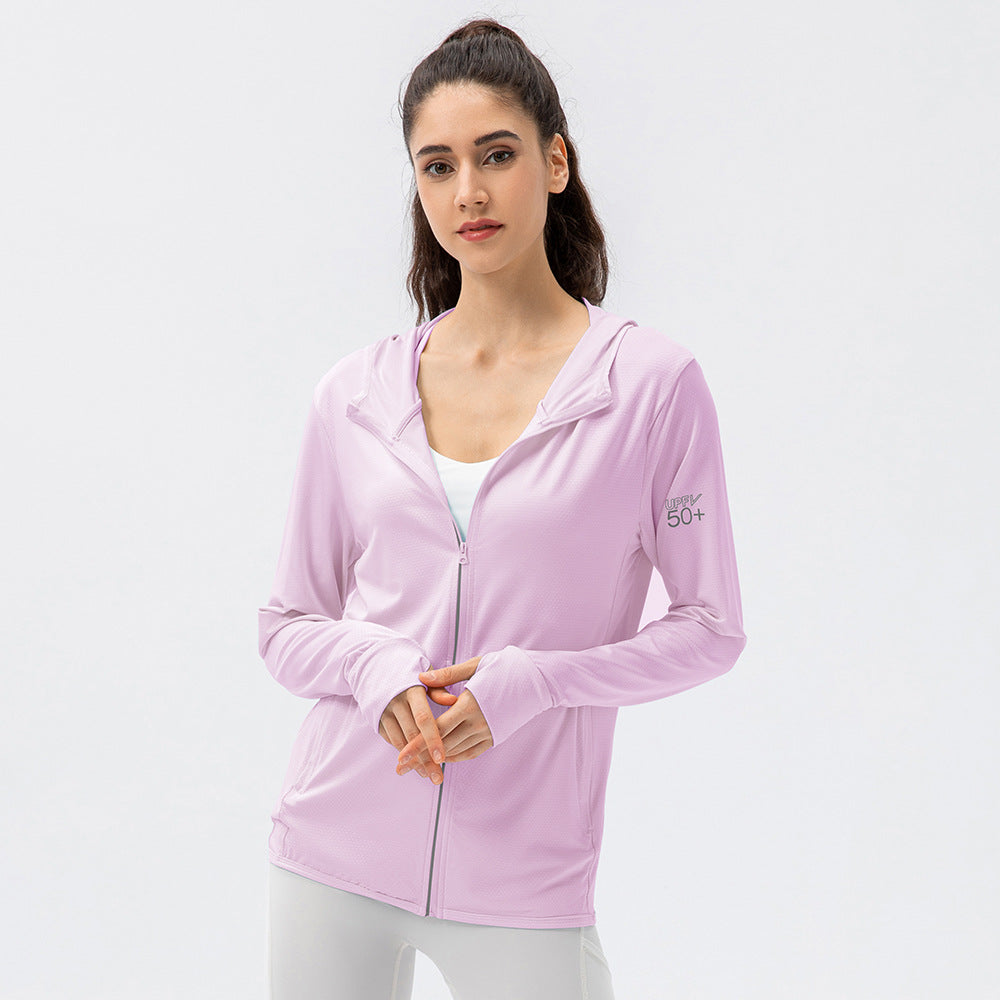 Damen Atmungsaktive Sportjacke mit Kapuze und Reißverschluss Stalluxe