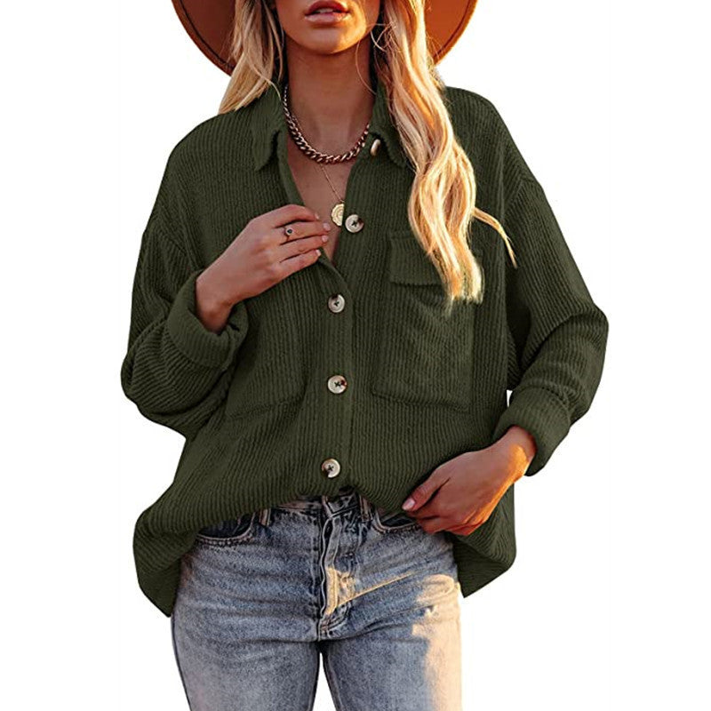 Damen Oversized Hemdbluse mit strukturiertem Design und Knopfdetails Stalluxe