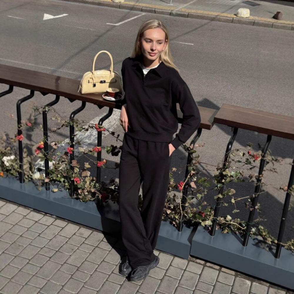 Damen sportlicher Freizeit-Loungewear mit Kragen Stalluxe
