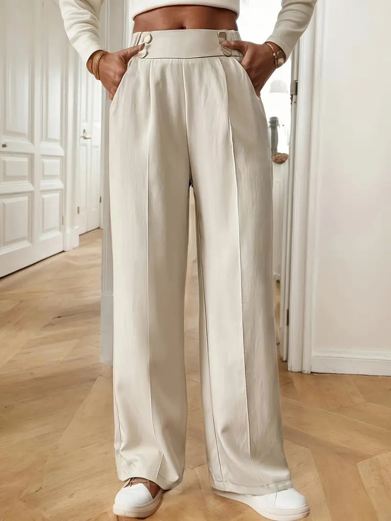 Damen Elegante und luftige Hochbundhose mit weitem Bein und praktischen Taschen Stalluxe