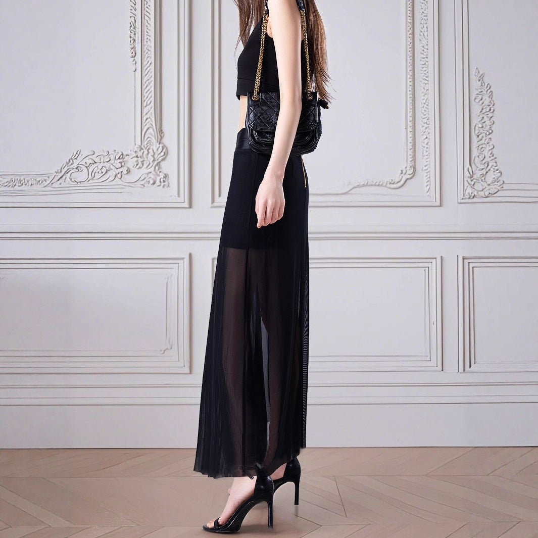 Damen Eleganter Maxiröcke mit transparenter Oberlage Stalluxe