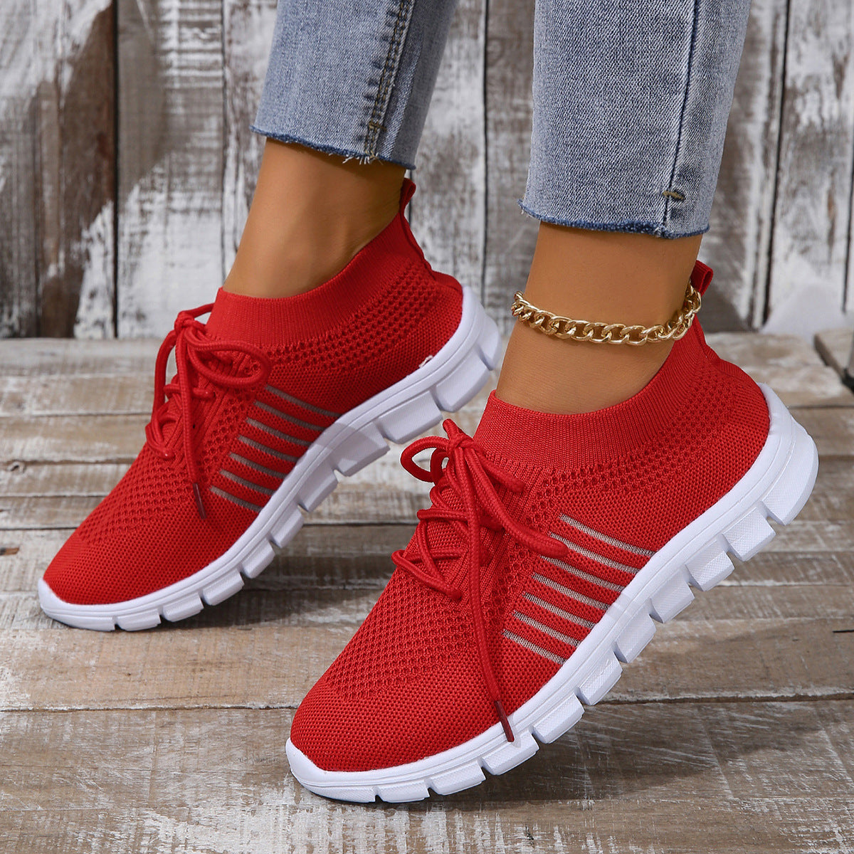 Damen Sportliche Sneakers mit atmungsaktivem Strickoberteil Stalluxe
