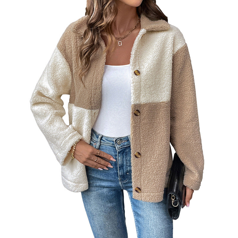 Damen gemütliche Overshirt-Jacke mit weichem Fleece und Knopfverschluss Stalluxe