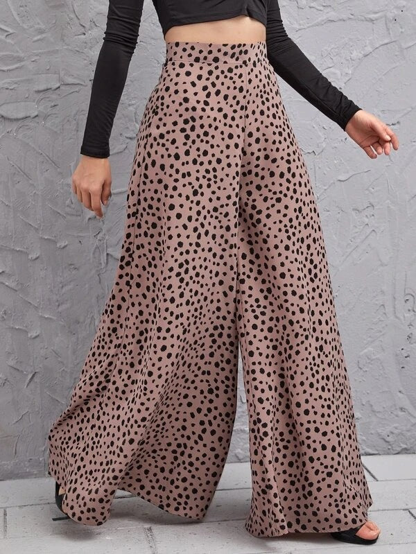 Damen Weit geschnittene Palazzo-Hose mit gepunktetem Design Stalluxe