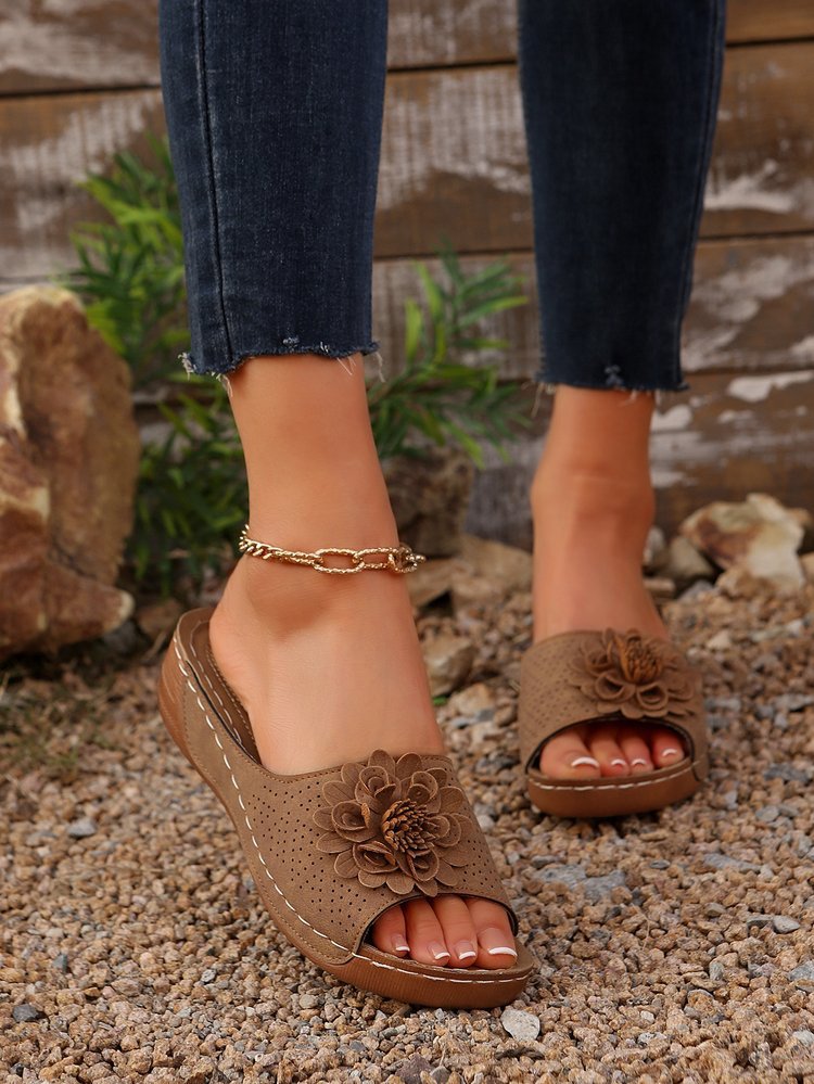 Damen modische Zehentrenner-Sandalen mit floralem Design und ergonomischem Komfort Stalluxe