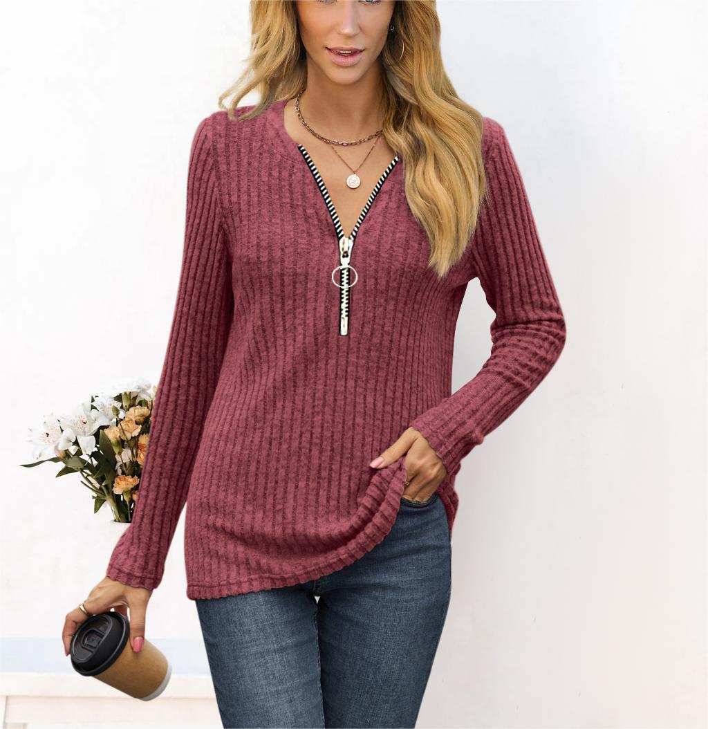 Damen Pullover mit hochwertigem Reißverschluss und feinem Rippdesign Stalluxe