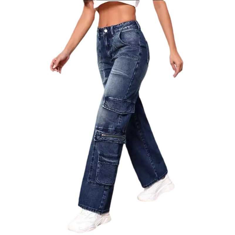 Damen Cargo-Jeans mit weitem Schnitt und praktischen Seitentaschen Stalluxe