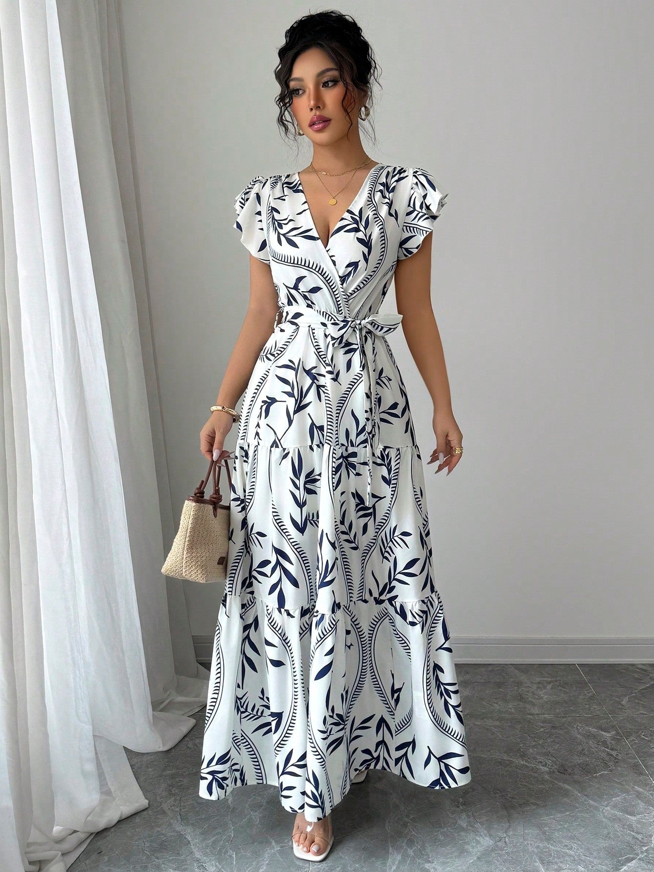Damen Maxikleid mit floralem Muster Stalluxe