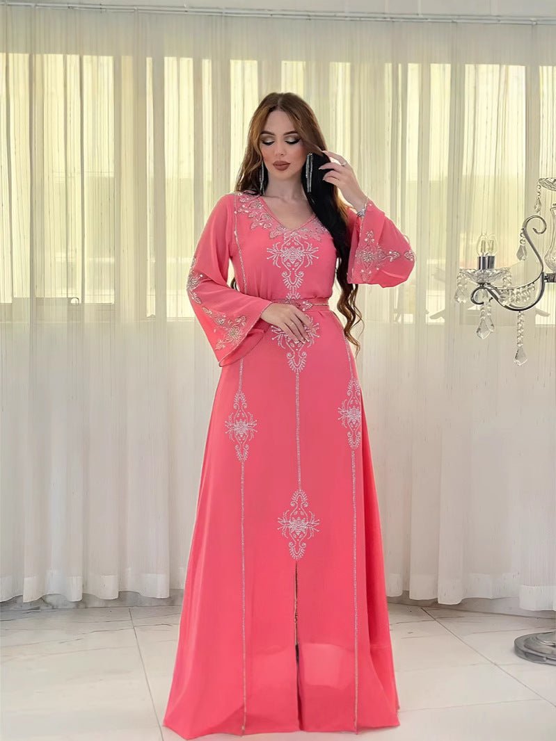 Damen elegantes Maxikleid mit filigranen Stickereien Stalluxe