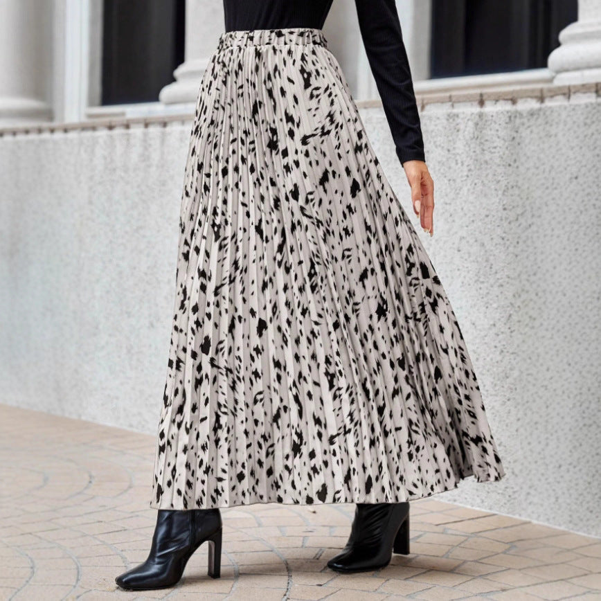 Damen Maxi-Faltenrock mit modischem Muster Stalluxe