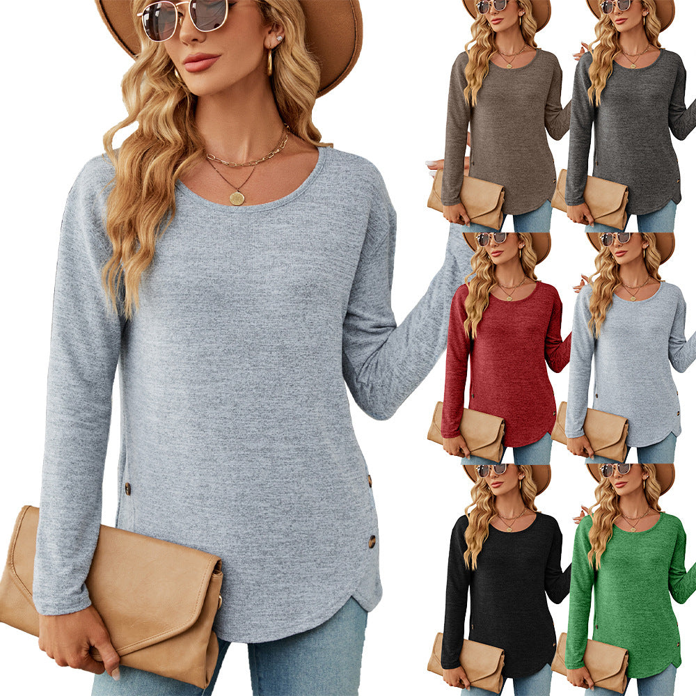 Damen lässiges Longsleeve Oberteil mit modernen Knopfdetails Stalluxe