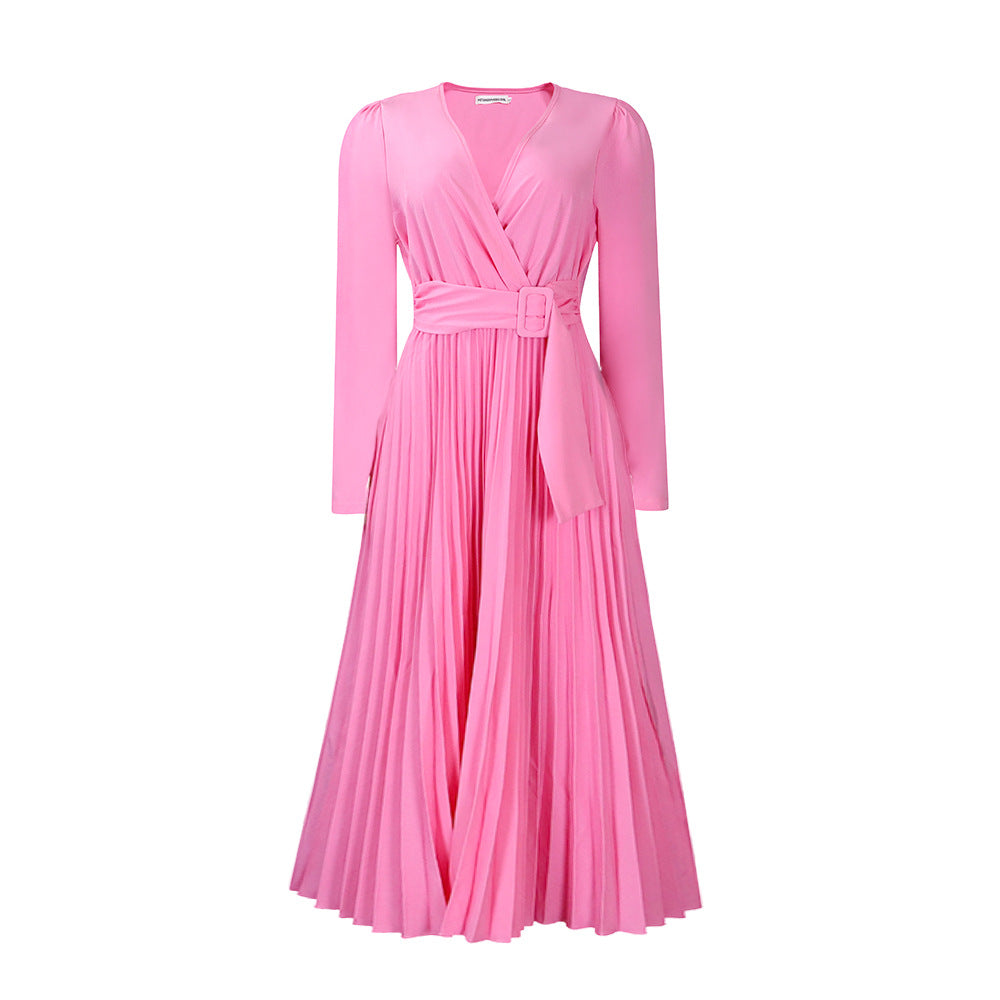 Damen Maxikleid mit Wickeldesign und eleganter Plisseeverarbeitung Stalluxe