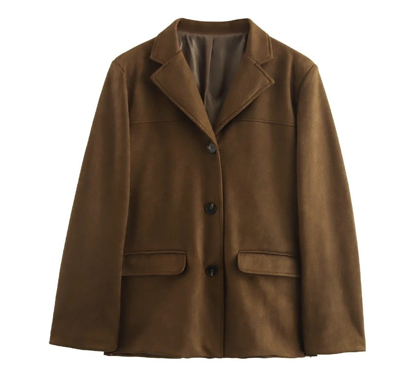 Damen modischer Blazer mit strukturiertem Stoff und zwei Taschen Stalluxe