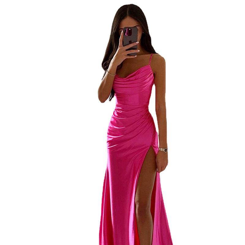 Damen Glamouröses Abendkleid mit seitlichem Schlitz und raffinierten Raffungseffekten Stalluxe
