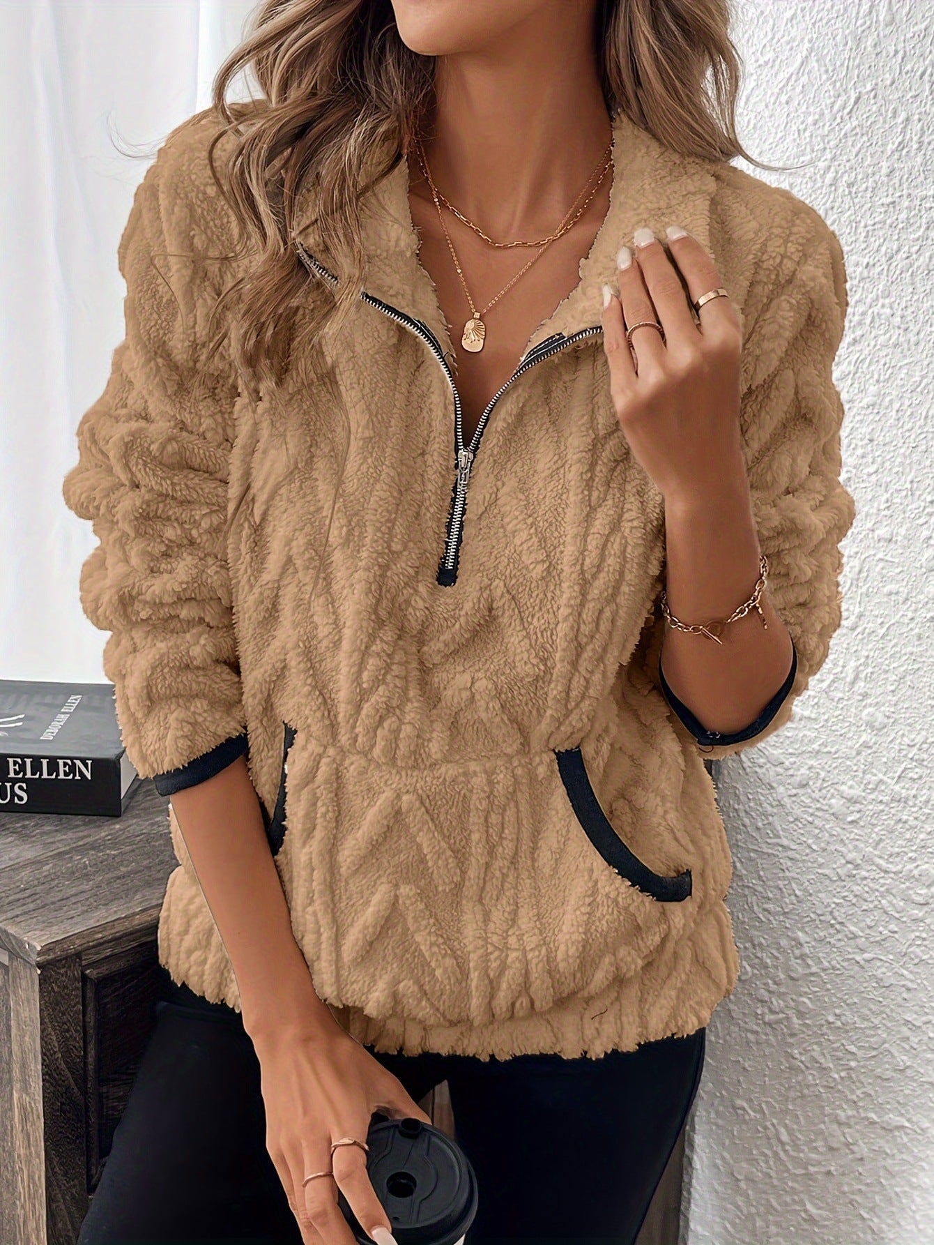 Damen Kuschelige Sweatjacke mit Stehkragen und praktischem Reißverschluss Stalluxe