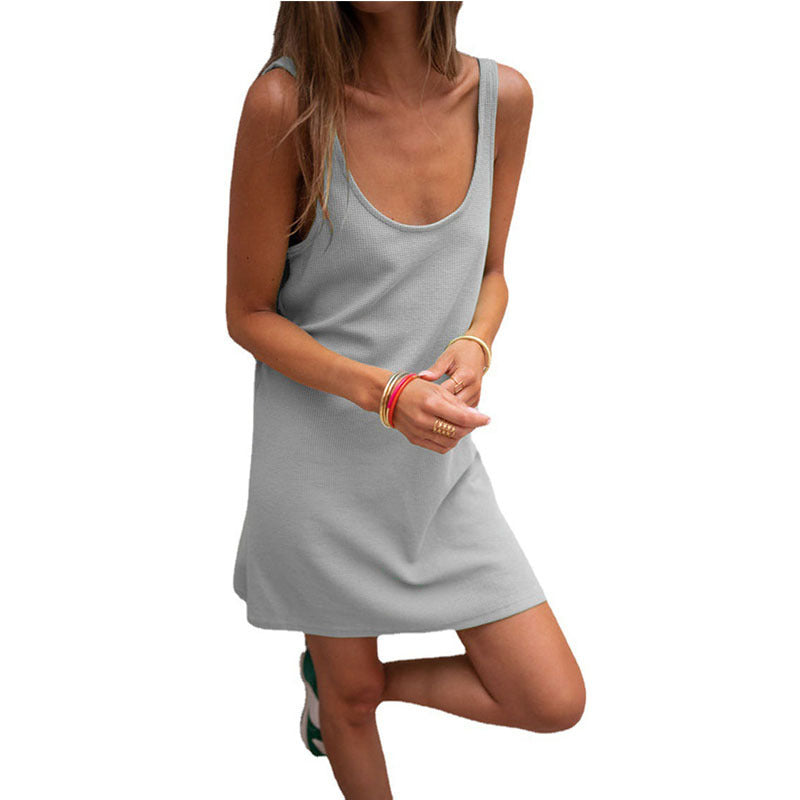 Damen Sommerliches Freizeitkleid mit tiefem Ausschnitt und leichtem Stoff Stalluxe