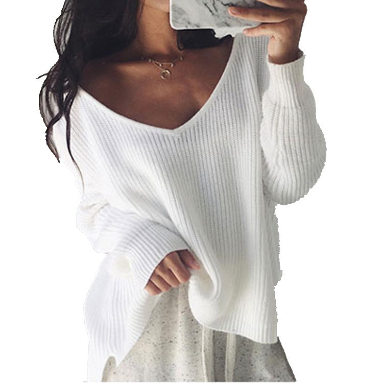 Damen Grobstrickpullover mit V-Ausschnitt und lässigem Schnitt Stalluxe