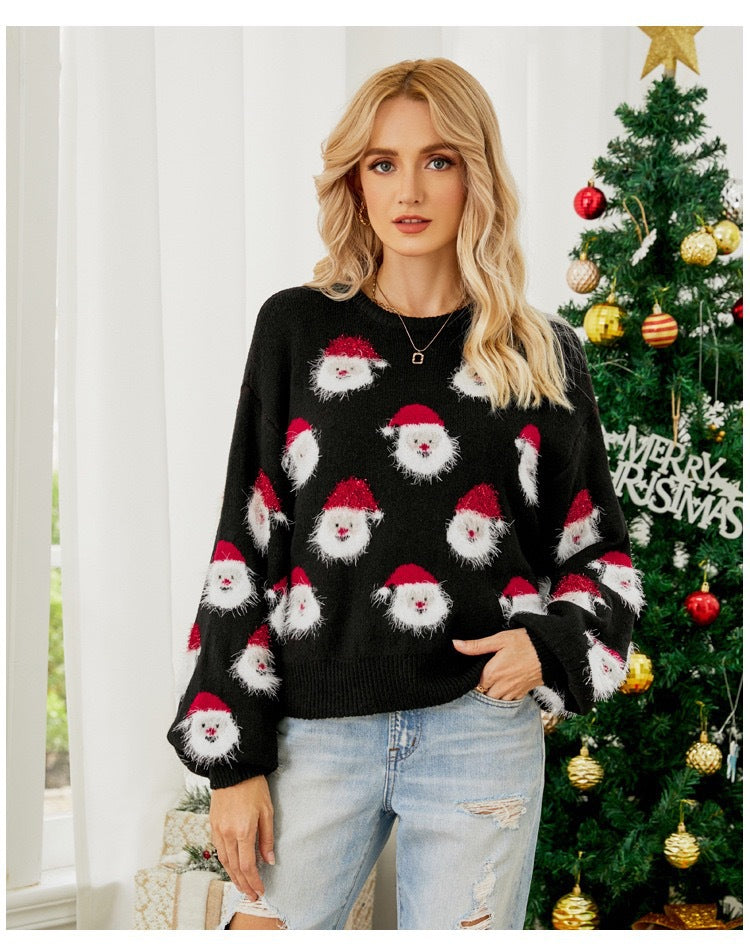 Damen festlicher Pullover mit weihnachtlichem Santa-Muster Stalluxe