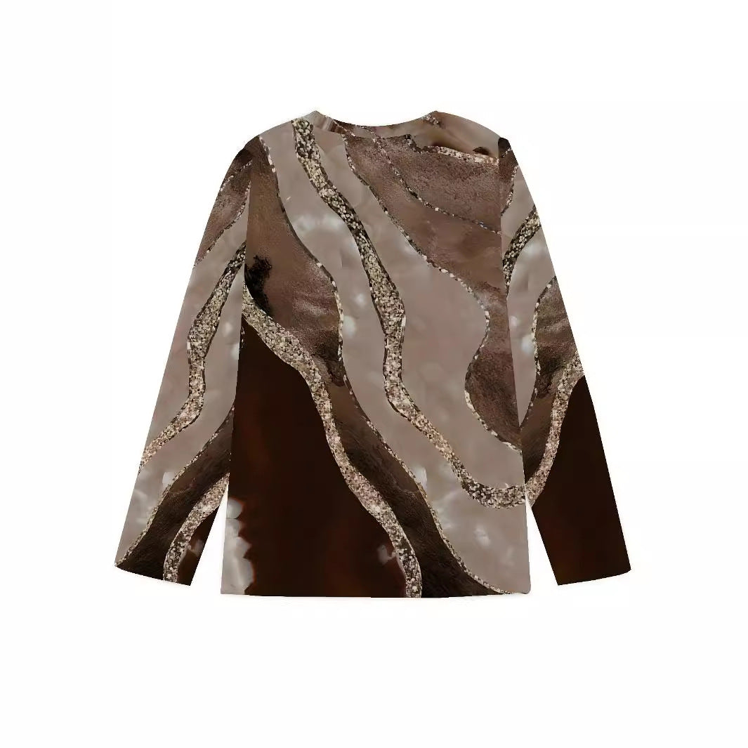 Damen Langarmshirt mit modernem Wellenmuster Stalluxe