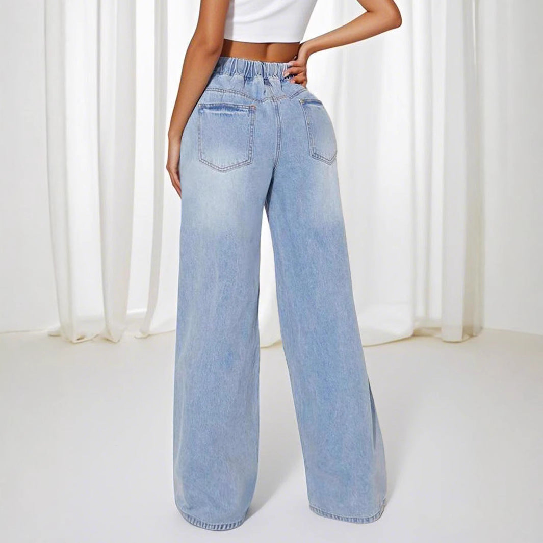 Damen Loose-Fit Jeans mit elastischem Bund und Kordelzug Stalluxe