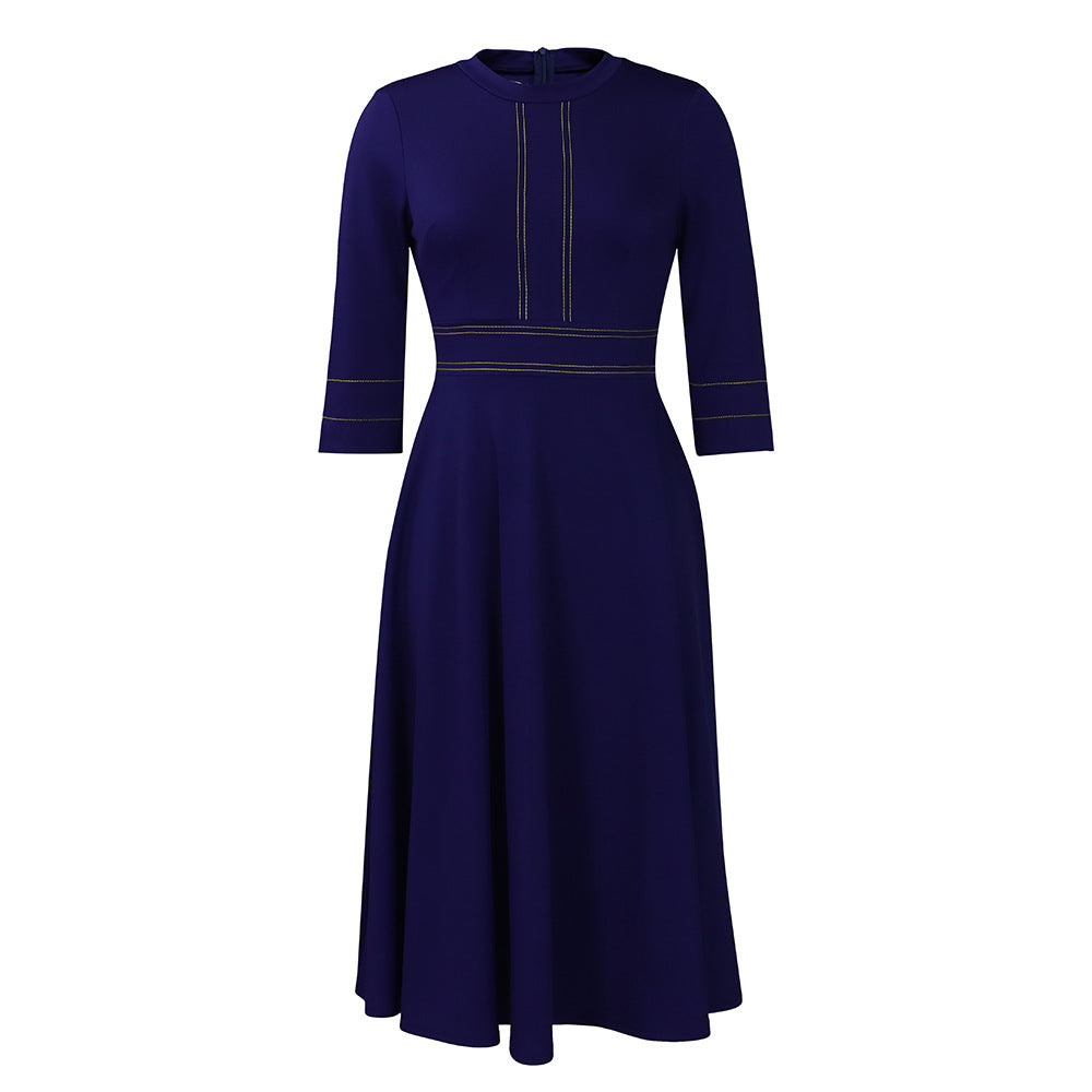 Damen elegantes Kleid mit dekorativen Nähten Stalluxe