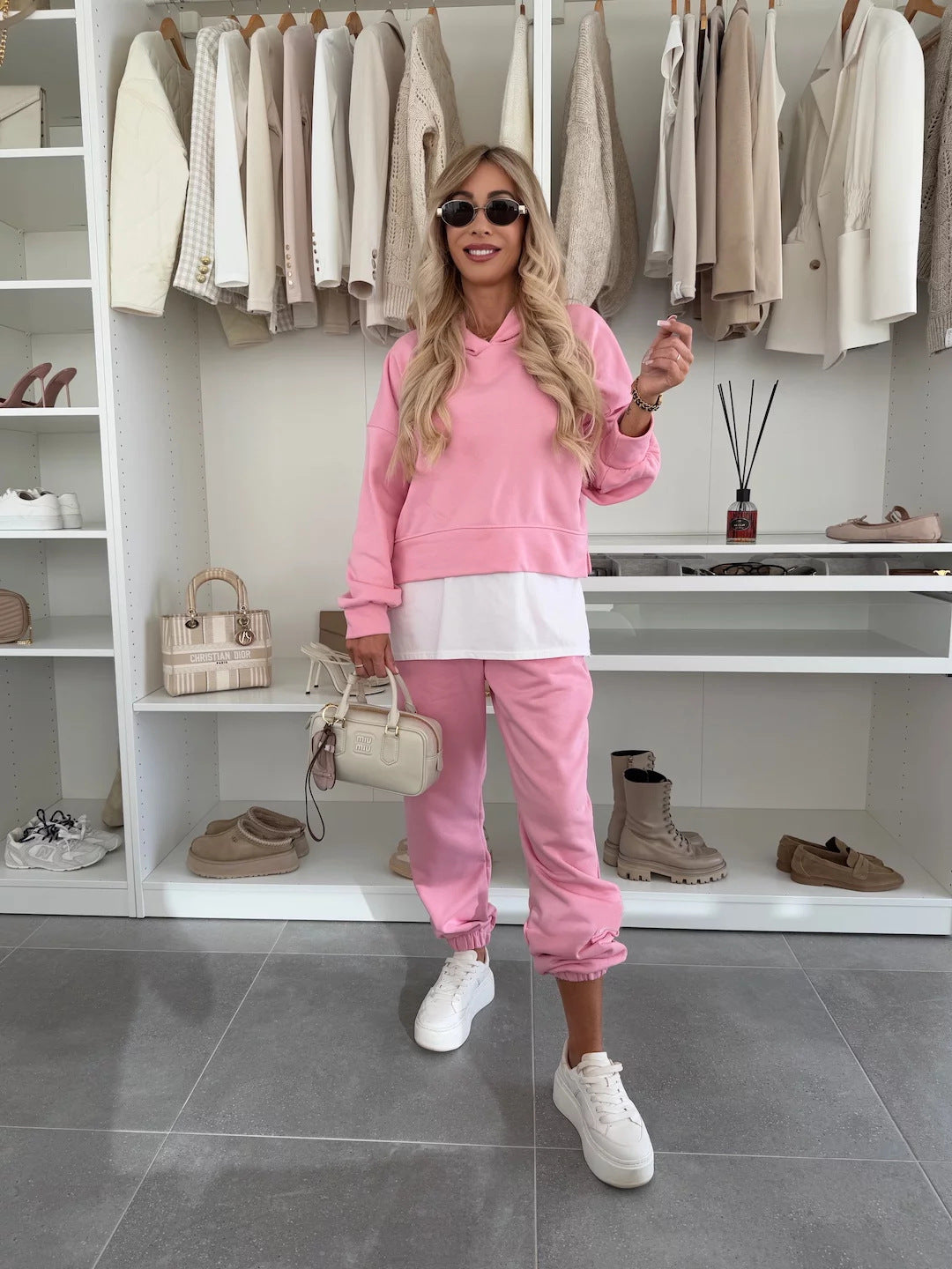 Damen lässiges cropped Hoodie und bequeme Jogginghose Set Stalluxe