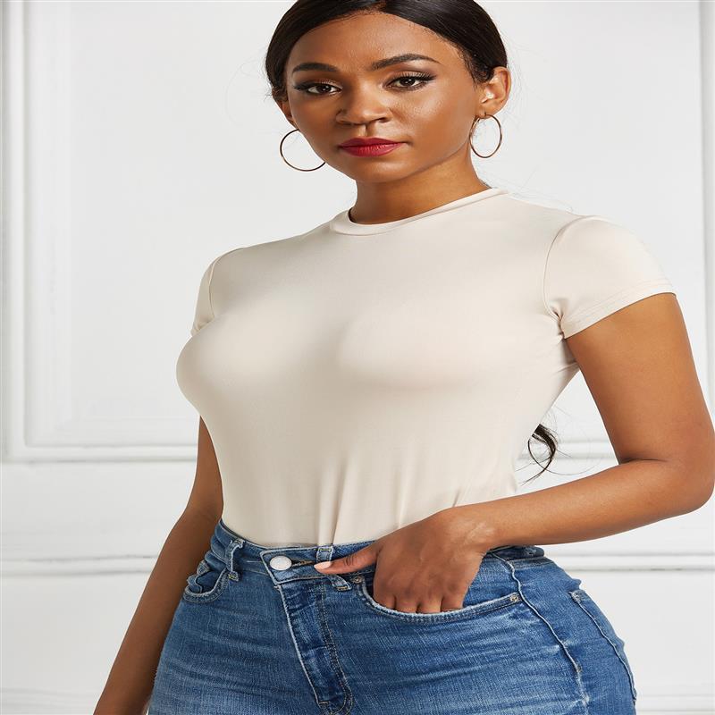 Damen figurbetontes T-Shirt mit kurzem Arm Stalluxe