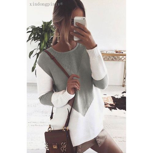 Damen Großer Strickpullover mit modernem geometrischen Design und atmungsaktiver Struktur Stalluxe