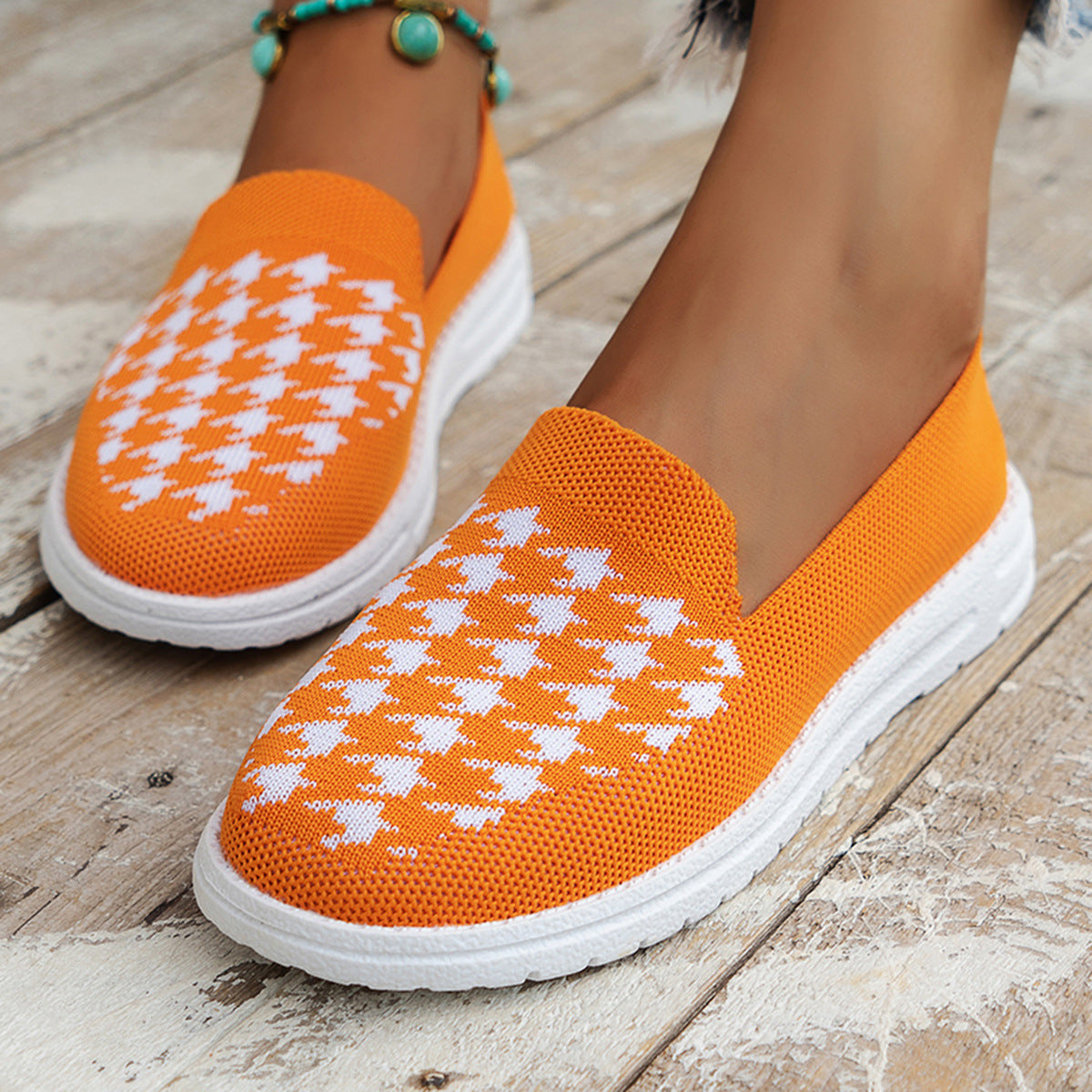 Damen bequeme Slip-On Sneakers im modernen Hahnentrittmuster Stalluxe