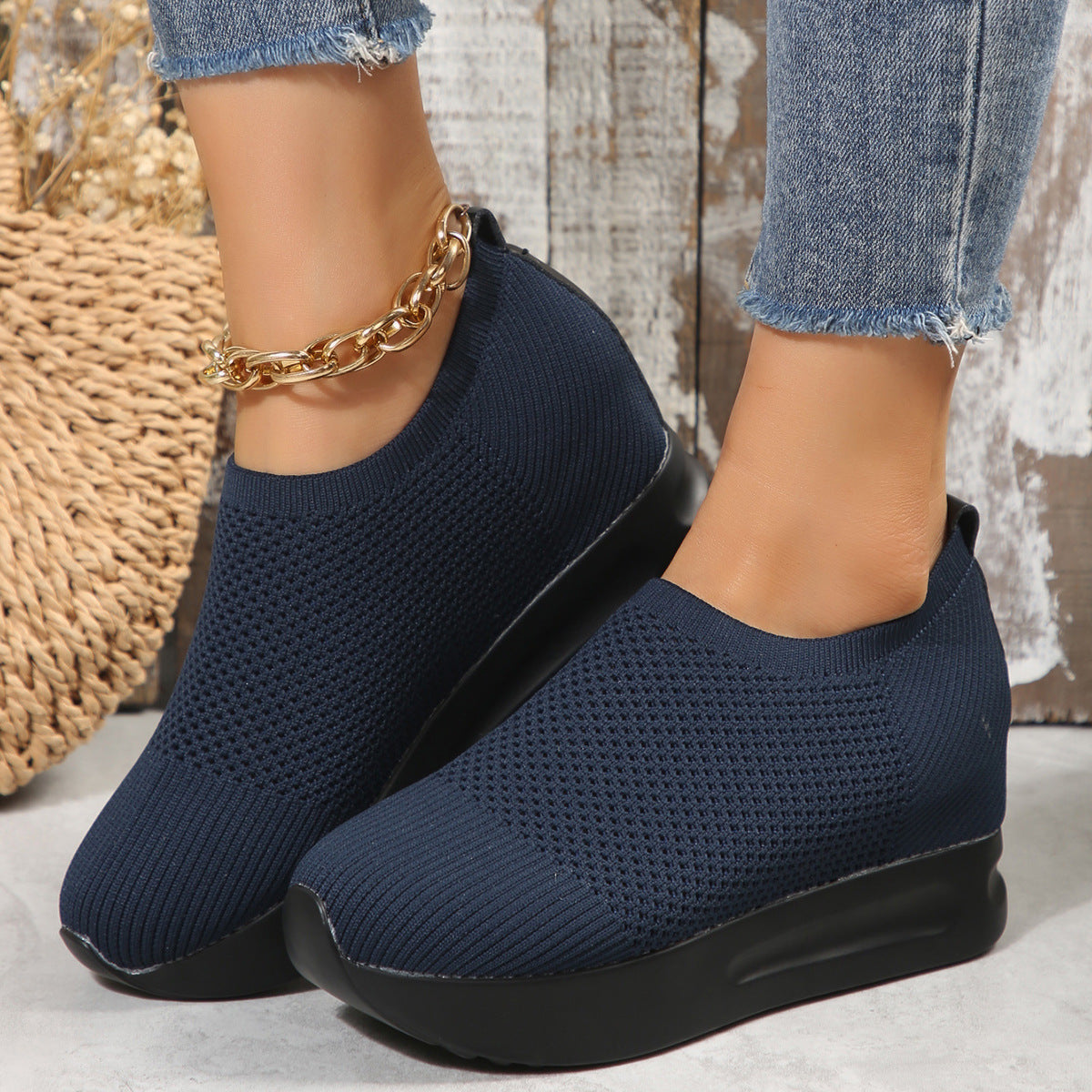 Damen atmungsaktive Wedge Sneakers Stalluxe