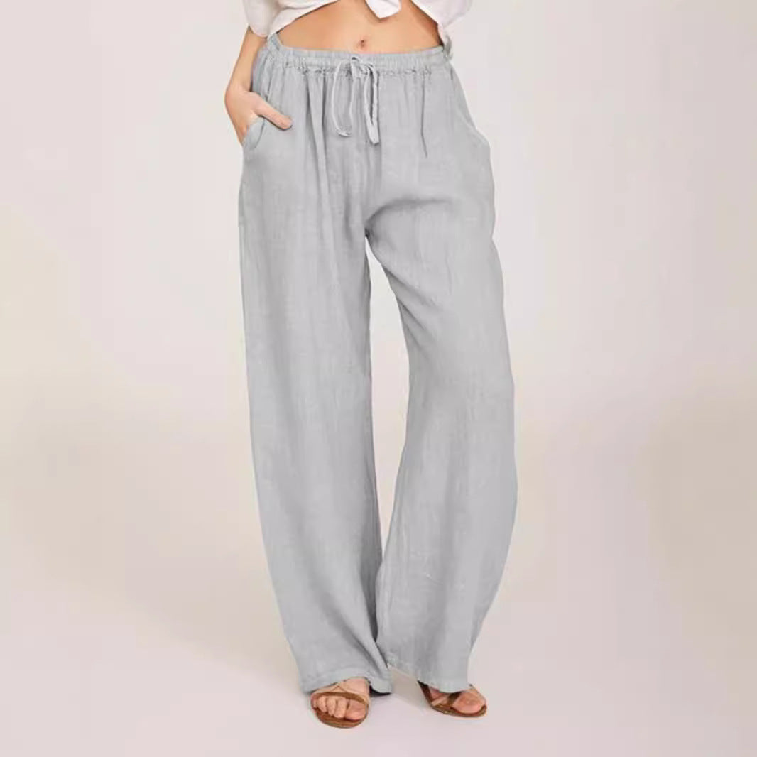 Damen Leinenhose mit weitem Bein und praktischen Seitentaschen Stalluxe