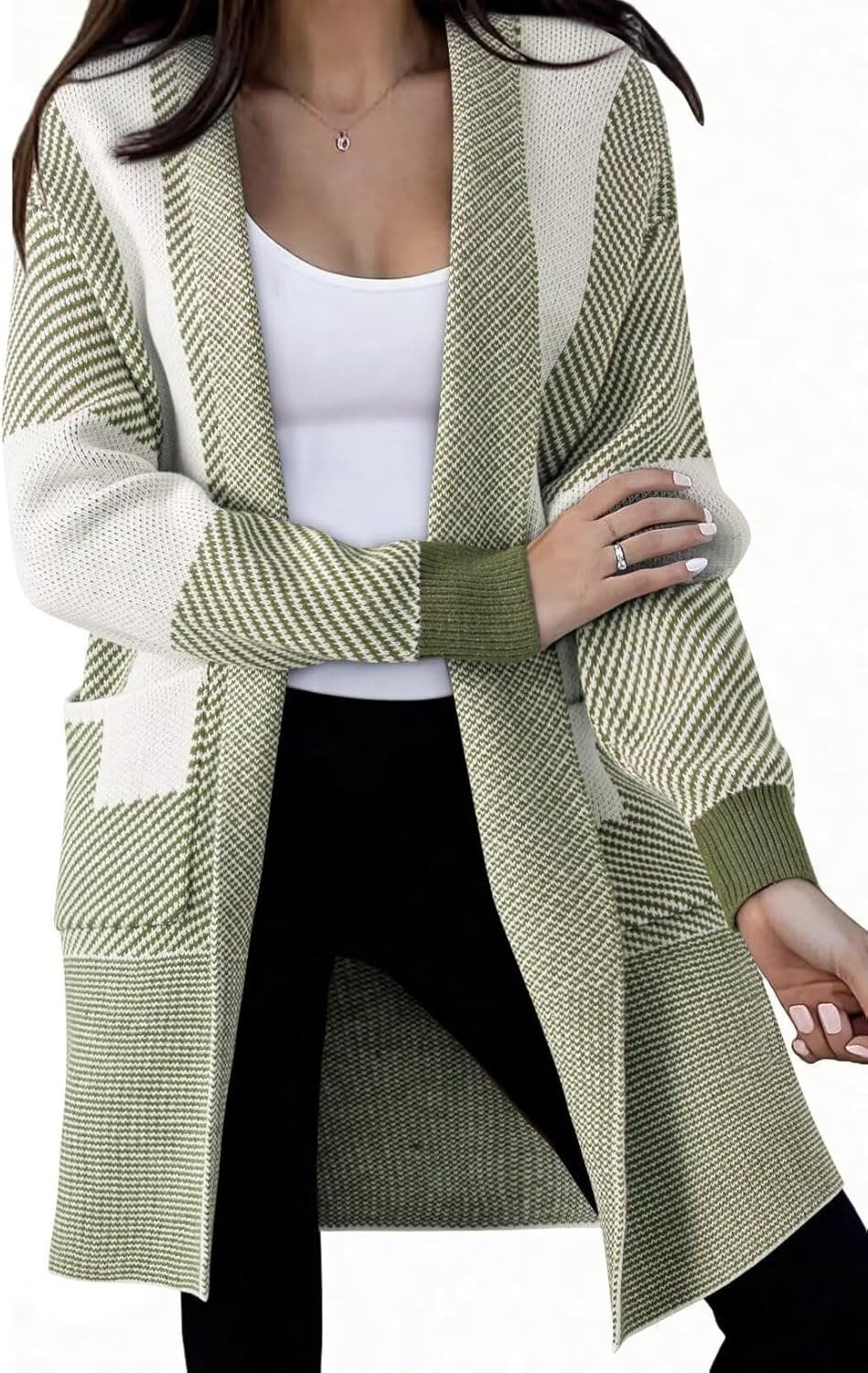 Damen Langer Strickcardigan mit strukturiertem Muster und aufgesetzten Taschen Stalluxe
