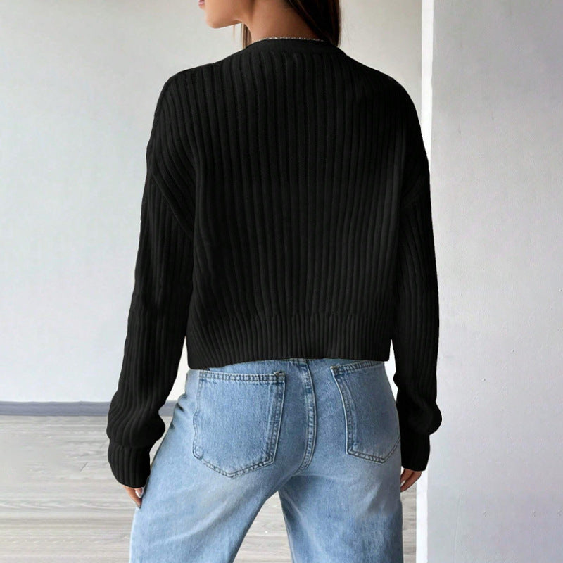 Damen modische Strickjacke mit V-Ausschnitt und Knopfleiste Stalluxe