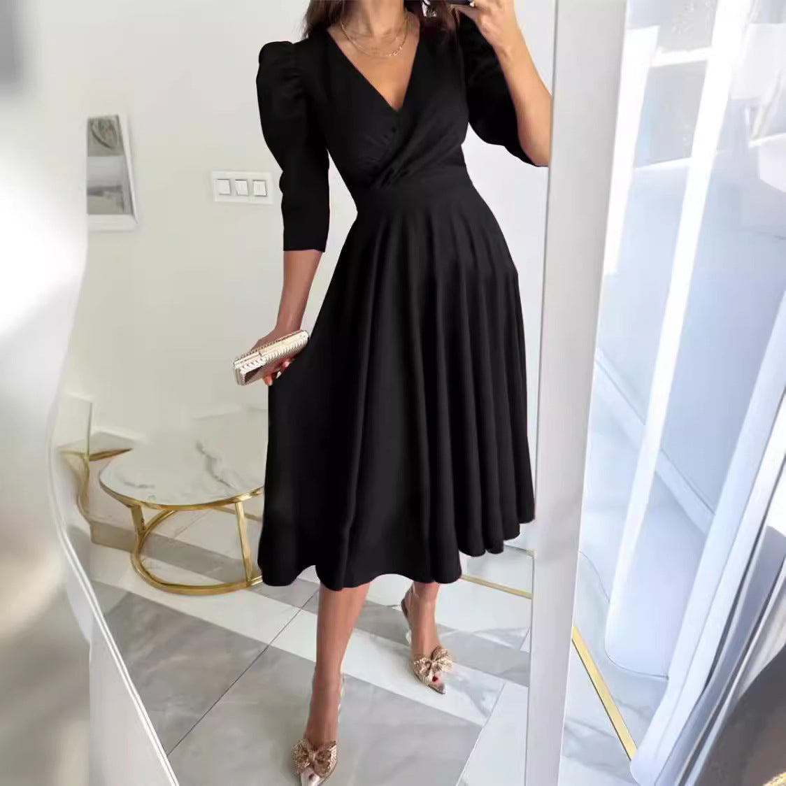 Damen Elegantes Midi Kleid Stalluxe