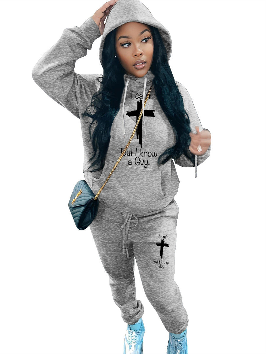 Damen Hoodie- und Jogginghose Set mit inspirierendem Schriftzug Stalluxe