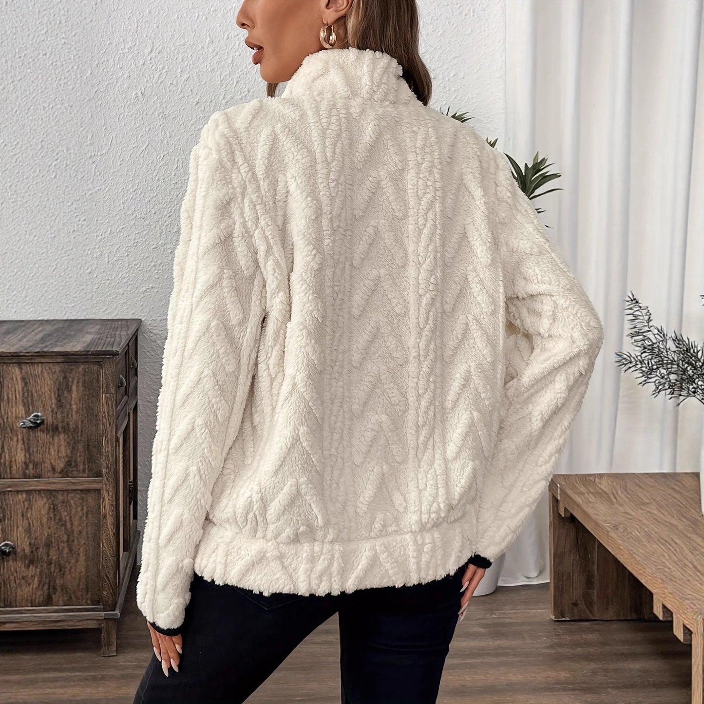 Damen Fleece-Pullover mit halbem Reißverschluss und praktischen Taschen Stalluxe