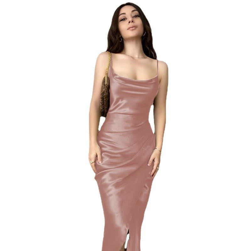 Damen Elegantes Maxikleid mit raffiniertem Wickelschnitt und schmalen Spaghettiträgern Stalluxe