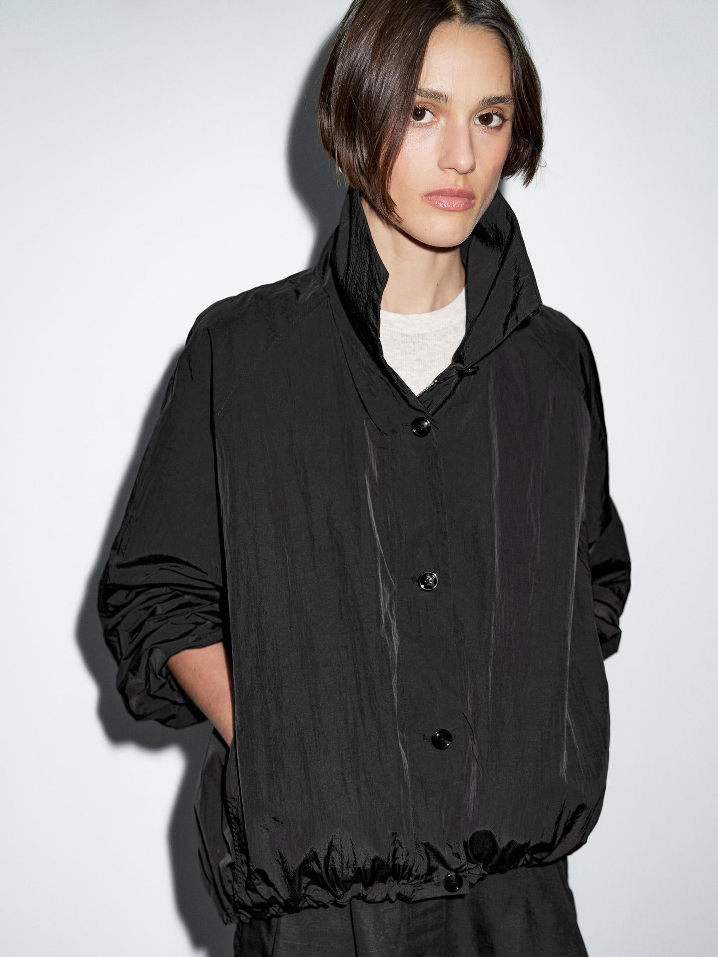 Damen lässige Oversized-Jacke mit hohem Kragen Stalluxe