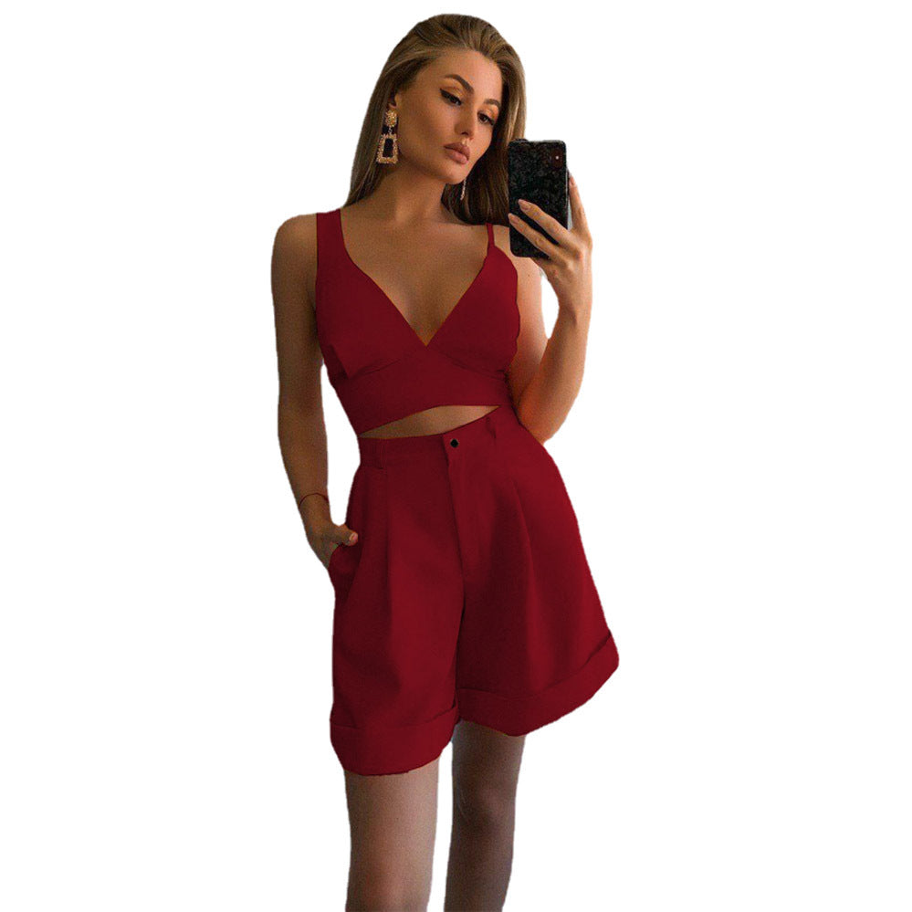 Damen modernes Crop-Top und weite Shorts Set Stalluxe