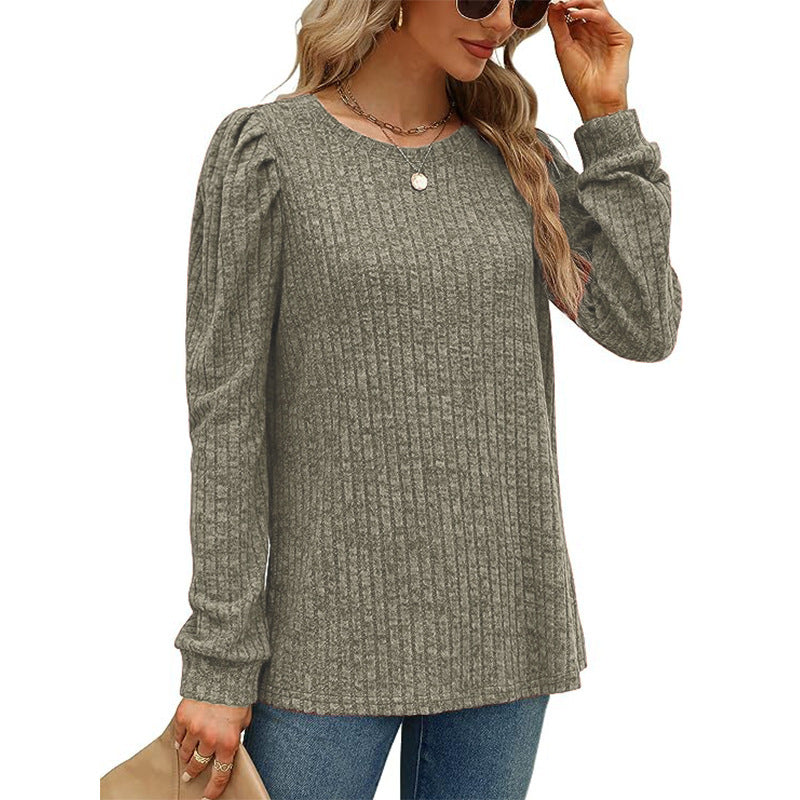 Damen stilvolles Pullover mit gerafften Ärmeln Stalluxe