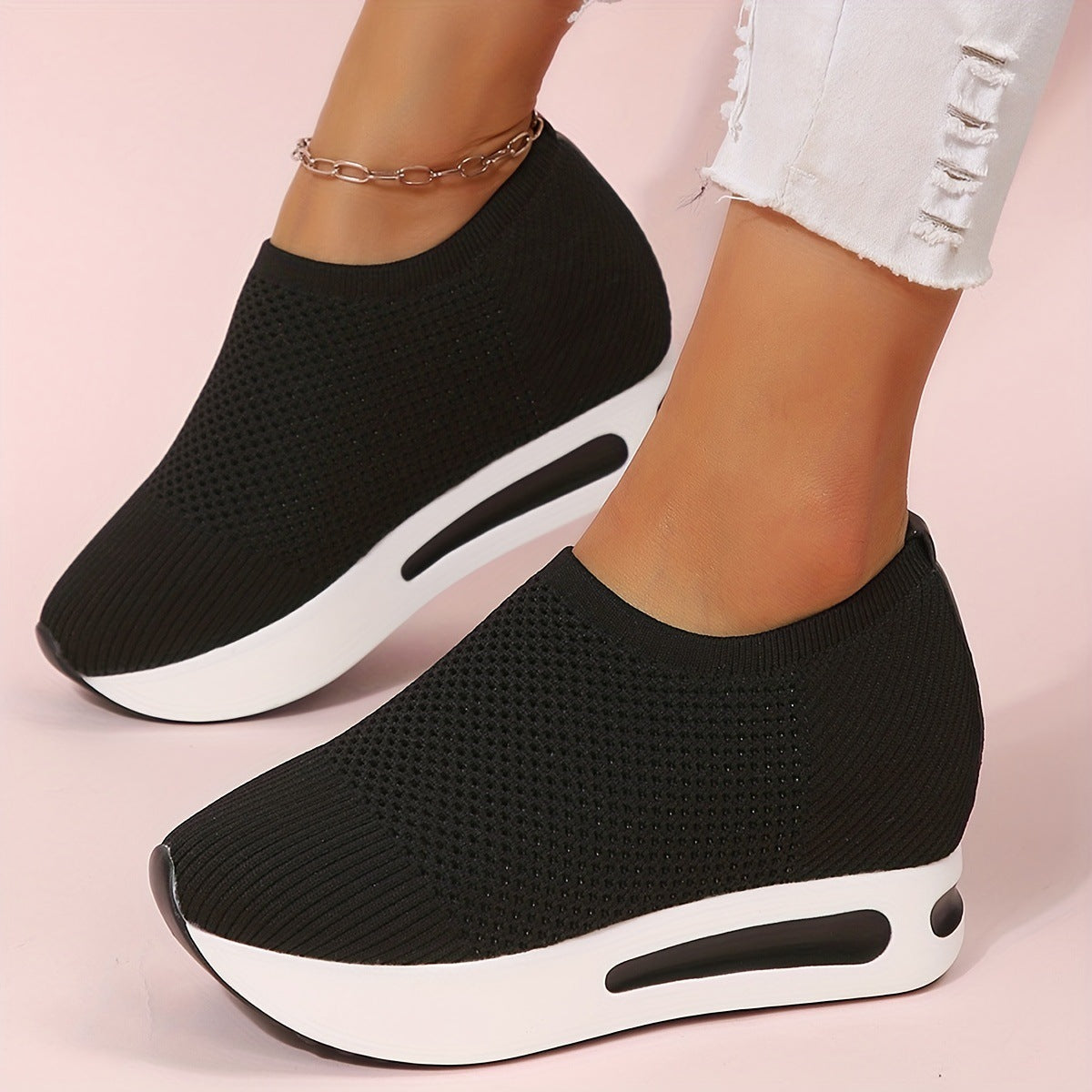 Damen atmungsaktive Wedge Sneakers Stalluxe