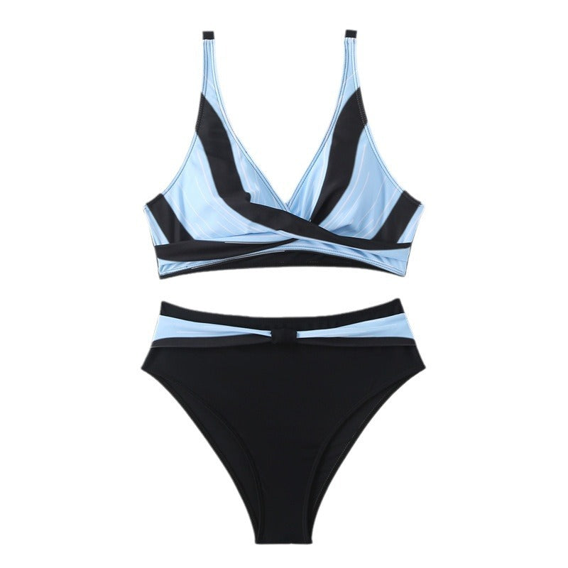 Damen Triangel-Bikini-Set mit modernem Wickelschnitt und elastischem Bund Stalluxe