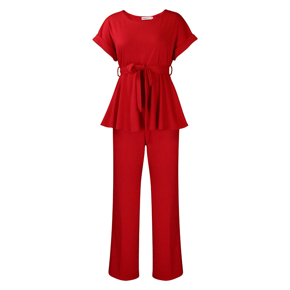 Damen Elegantes Kombination aus Loose-Fit Oberteil und weiten Hosen Stalluxe