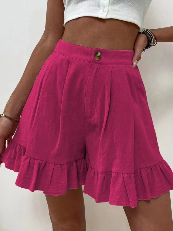 Damen Volant-Shorts mit elastischem Bund und seitlichen Taschen Stalluxe