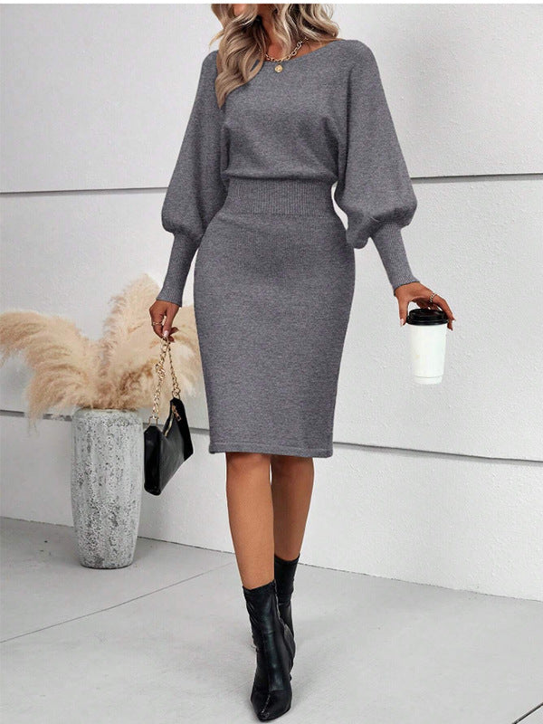 Damen Strickkleid im lässigen Modestil mit weiten Ärmeln und Taillierung Stalluxe
