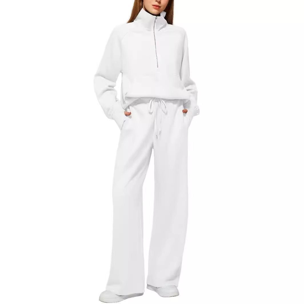 Damen Sportliches Fleece-Kombinationsset mit hohem Kragen und seitlichen Taschen Stalluxe