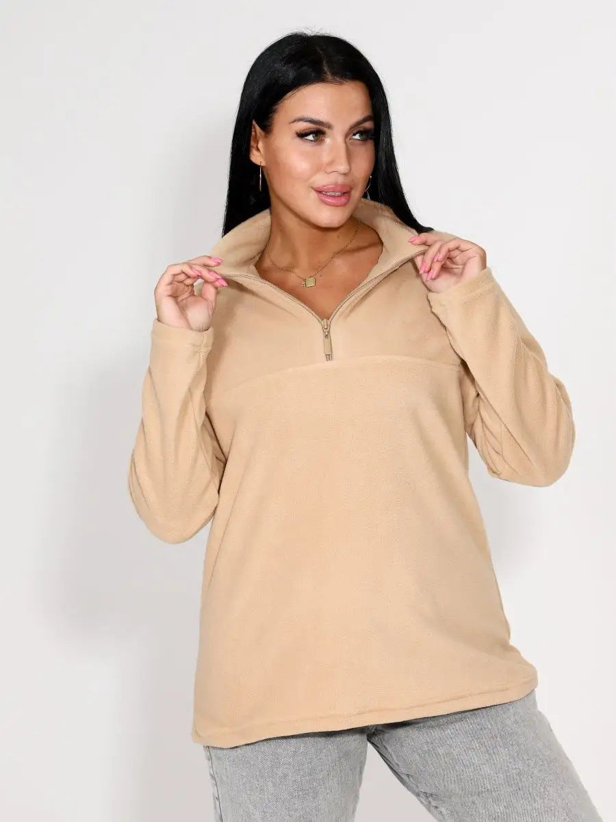 Damen Fleece-Pullover mit Stehkragen und Reißverschluss Stalluxe