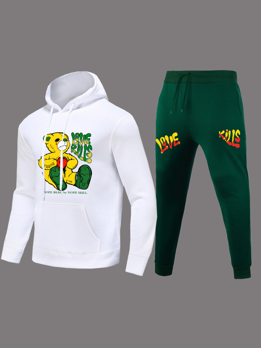 Damen Kapuzenpullover und Jogginghose Set mit trendigem Druckdesign Stalluxe