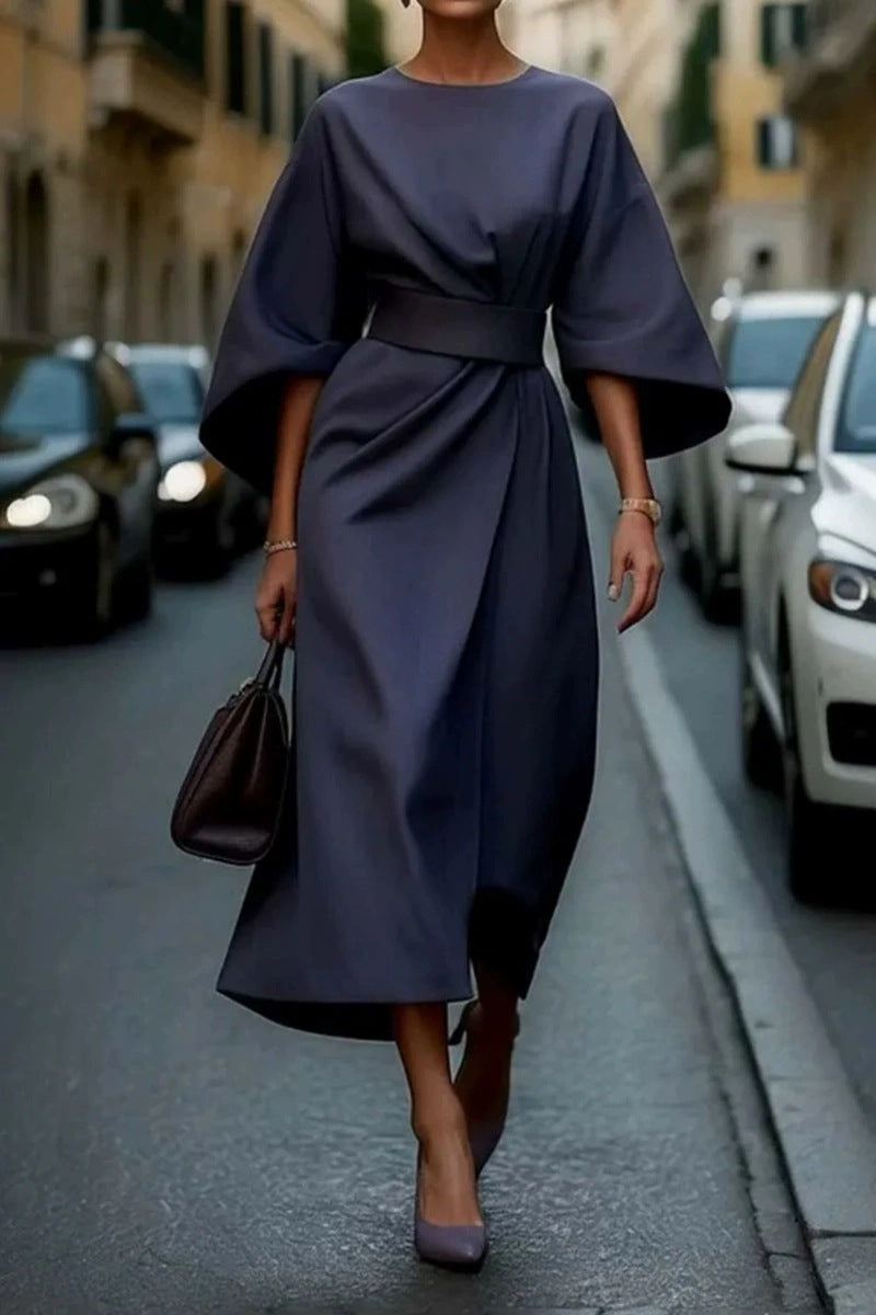Damen Elegantes Maxikleid mit voluminösen Ärmeln und Taillengurt Stalluxe